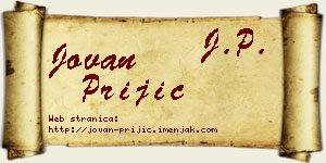 Jovan Prijić vizit kartica
